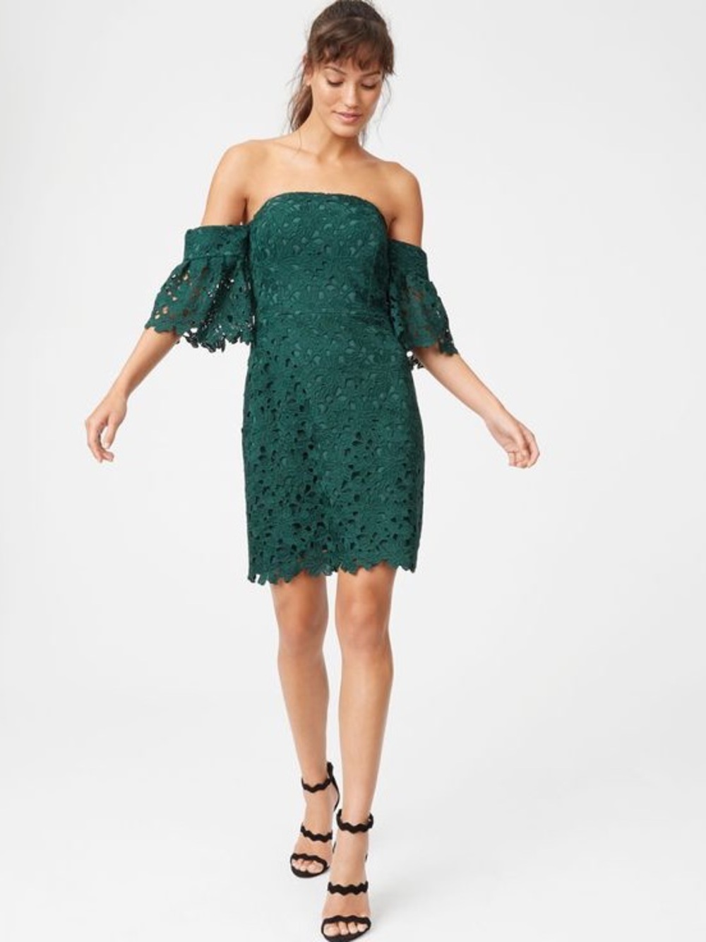 Club Monaco Strapless Green Lace Dress